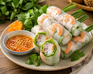 Gỏi cuốn tôm thịt 2 cuốn - 20.000 ₫ tại Mập Mập - Gỏi Cuốn Và Bánh Tráng Trộn - Lạc Long Quân