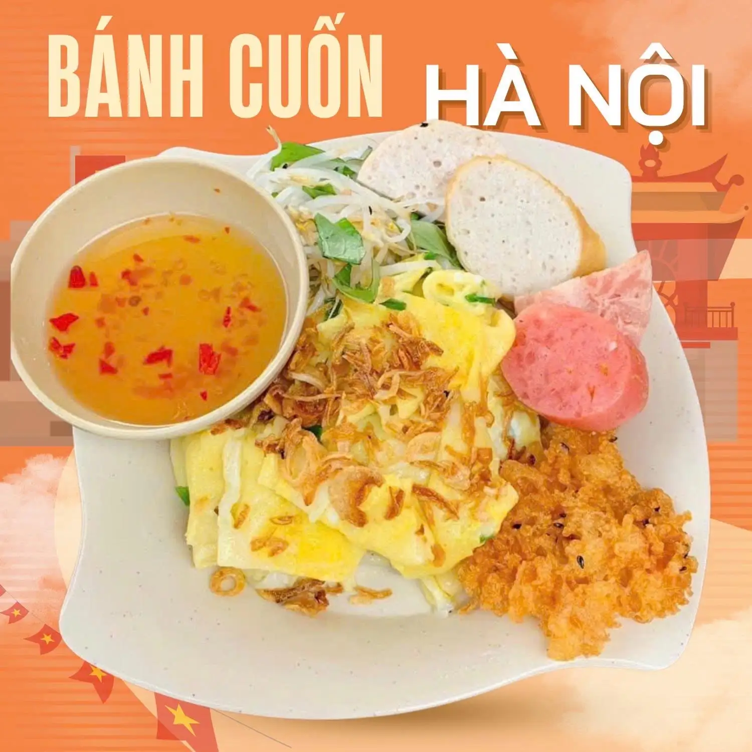 Hình ảnh Bánh ướt trứng lớn đầy đủ