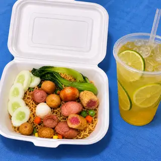 Hình ảnh combo mì trộn + trà chanh