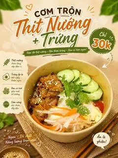 Hình ảnh Cơm trộn thịt nướng - trứng