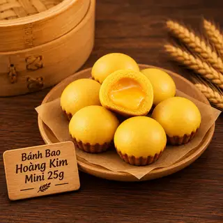 Hình ảnh Bánh Bao Hoàng Kim Mini 25g – Nhân Kem Trứng Béo Mịn