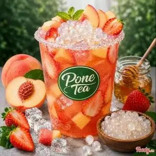 Hình ảnh Trà đào hồng dâu tây kèm topping - 800ml