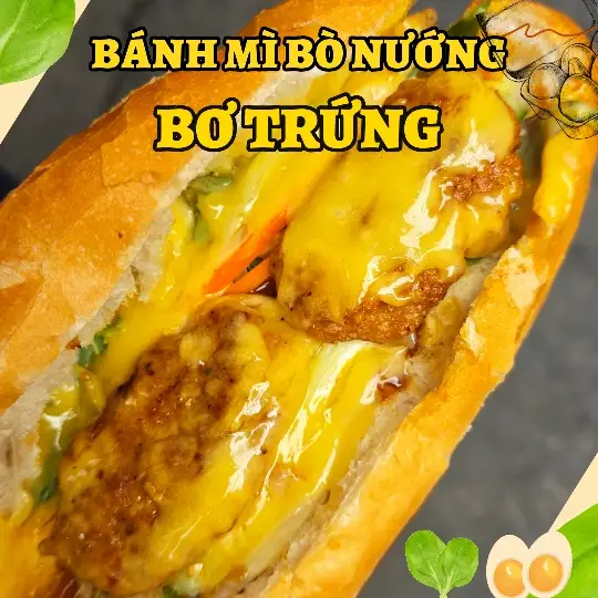*BƠ TRỨNG* Bánh mì bò nướng - 42.000 ₫ tại Đẩu – Bánh Mì Bò Nướng – An Dương Vương