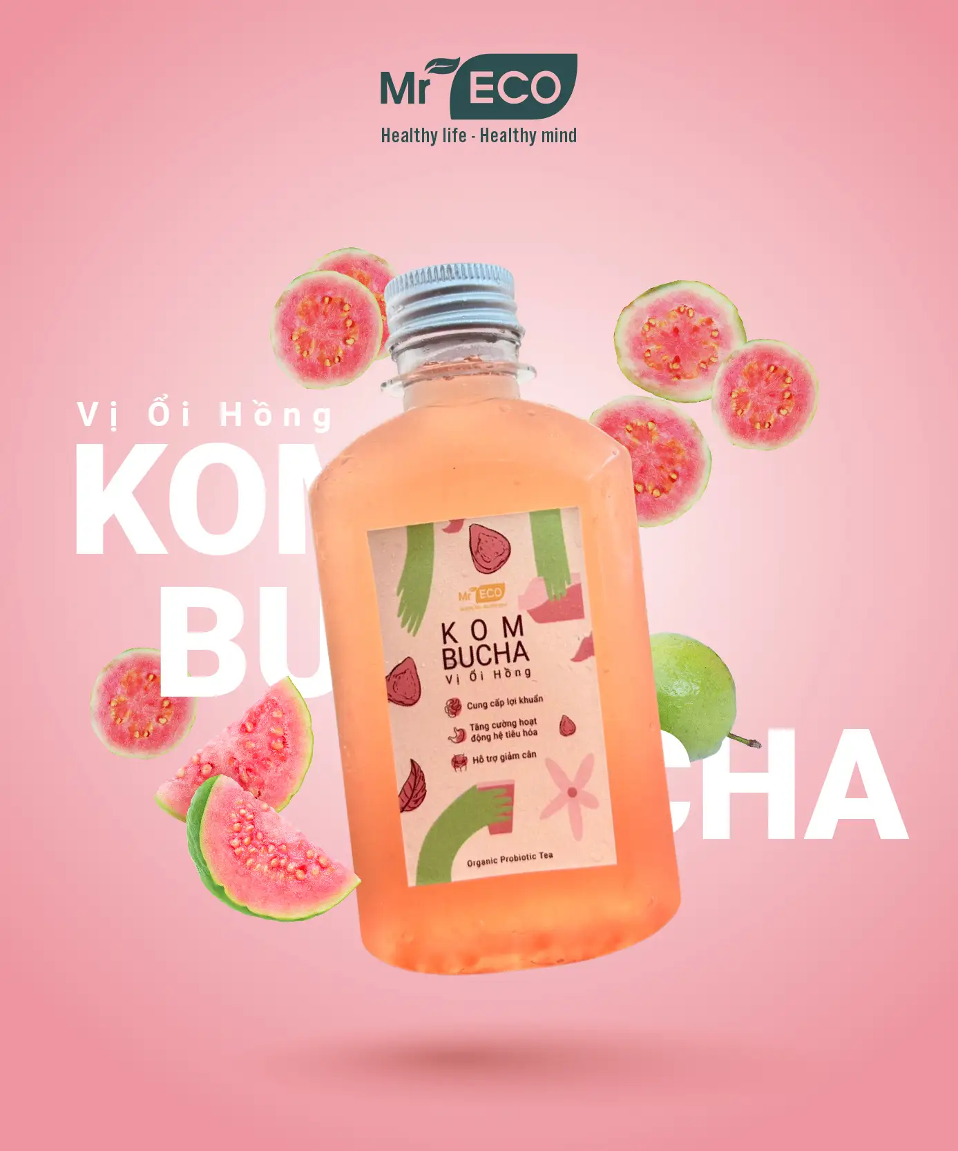 Kombucha 250ml vị ổi hồng - 30.000 ₫ tại Mr.Eco Cơm Gạo Lứt - Healthy Food - Lê Hồng Phong