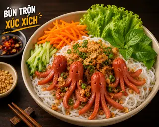 Hình ảnh Bún trộn xúc xích