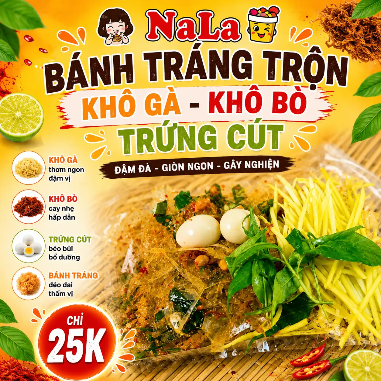 Bánh tráng trộn - 25.000 ₫ tại Bún Nước Tương, Gỏi Cuốn & Nước Ép Na La - Xô Viết Nghệ Tĩnh