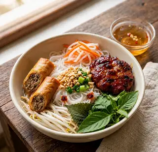 Bún nem nướng chả giò - 55.000 ₫ tại Bún - Cơm Thịt Nướng & Trà Trái Cây - ALLEY 399 - Nguyễn Đình Chiểu