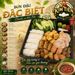  [ SUPER COMBO 8 Loại Topping] 1 Bún Đậu Đặc Biệt Hoàng Gia - 1 Nước Tùy Chọn  - 140.500 ₫ tại Bún Đậu Mắm Tôm Kim Tiền - Lê Đình Cẩn