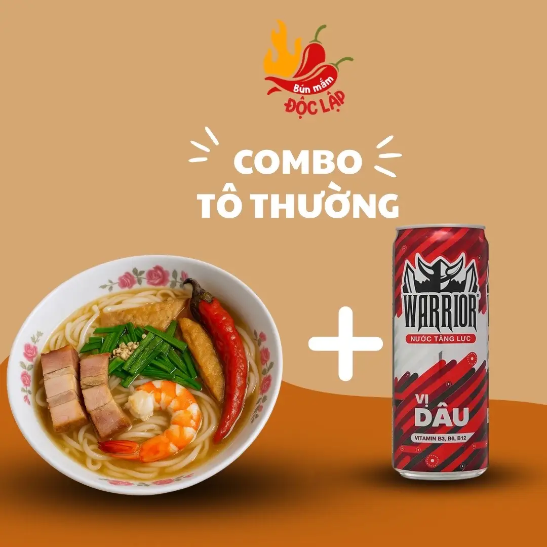 Hình ảnh Combo tô thường (có hộp) + 1 Warrior (kèm ly đá)