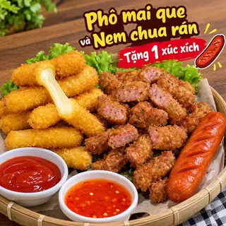 Hình ảnh 10 nem chua rán + 8 phô mai que tặng 1 xúc xích