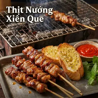 Hình ảnh Combo 3 Xiên Que Nướng và 1 phần Bánh Mì Sốt Pho mai Bơ Tỏi