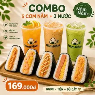 Hình ảnh Combo 5 Cơm Nắm + 3 Trà