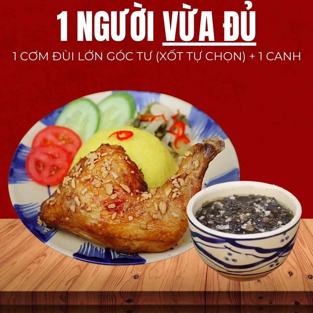 Hình ảnh Combo 1 Người Vừa Đủ (1 Cơm Gà Delichi Đùi Lớn Góc Tư + 1 Canh)