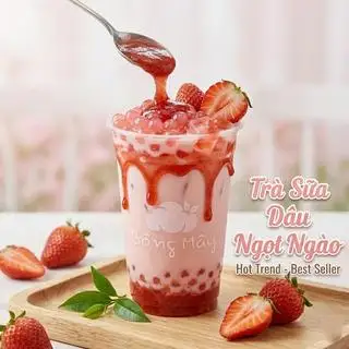 Trà Sữa Dâu Ngọc Trai (Size L)  - 58.000 ₫ tại Bông Mây - Tiệm Trà Sữa, Cà Phê & Panna Cotta - Phan Văn Trị