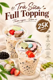 Hình ảnh Trà sữa truyền thống full topping