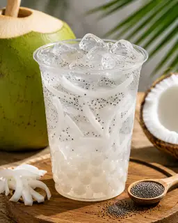 Hình ảnh nước dừa trân trâu hạt chia 500ml