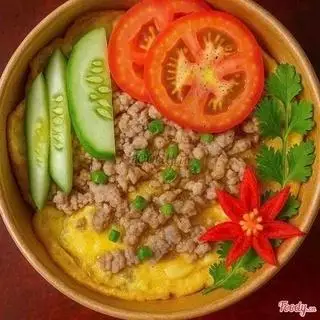 Hình ảnh cơm phủ trứng thit bằm