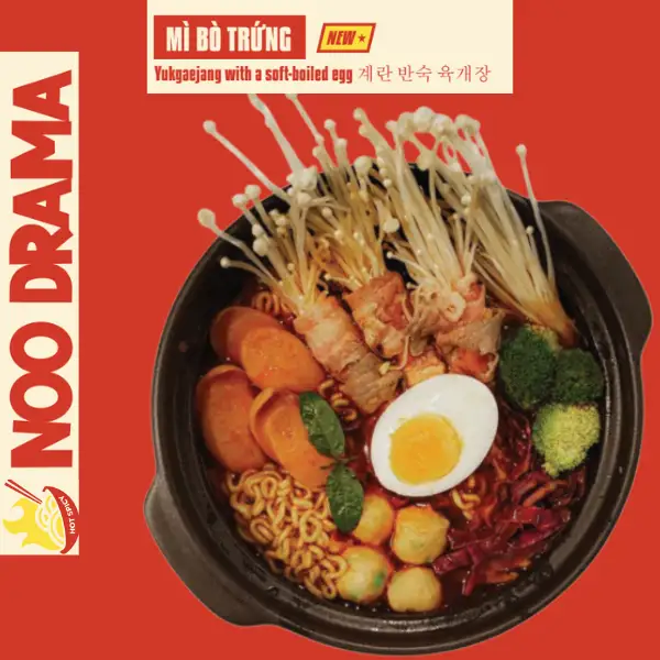 MÌ BÒ TRỨNG - 74.000 ₫ tại Noo Drama - Mì Cay, Mì Tương Đen & Mì Xào Hàn Quốc - Lê Văn Sỹ