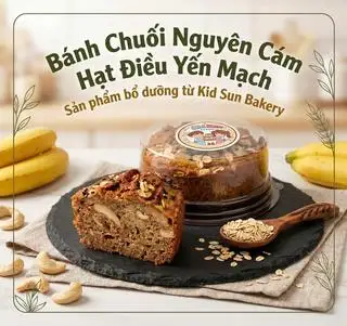 Hình ảnh Bánh chuối nguyên cám hạt điều yến mạch / Banana cake