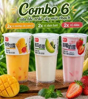 ComBo 6 Ly Sữa Lắc Trái Cây Mix Thạch Gồm 2 Ly Vị Dương Cam Chi Lộ Và 2 Ly Vị Dưa Lưới Và 2 Ly Vị Dâu - 199.000 ₫ tại Nước Sữa Chua Trái Cây Thạch YOBAO - Võ Văn Kiệt