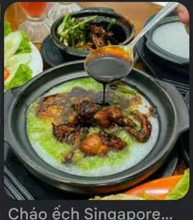 Hình ảnh 1 cháo - 2 con ếch cay vừa