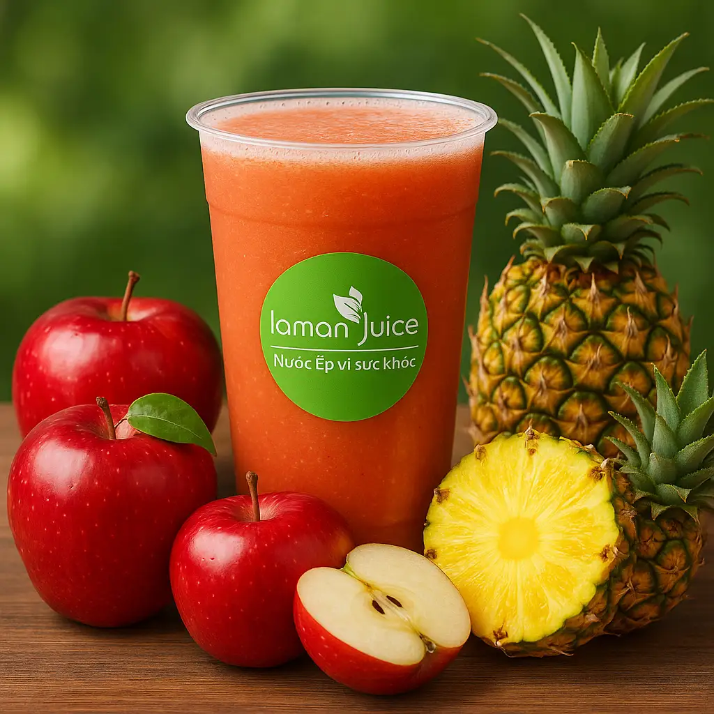 J18 Nước Ép Táo Mỹ + Thơm - 40.000 ₫ tại Laman Juice - Sinh Tố & Nước Ép Trái Cây Vì Sức Khoẻ - Nguyễn Thượng Hiền