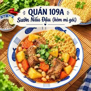 Hình ảnh Sườn nấu đậu kèm mì gói