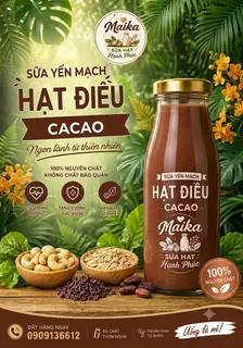 Hình ảnh Sữa yến mạch hạt điều cacao