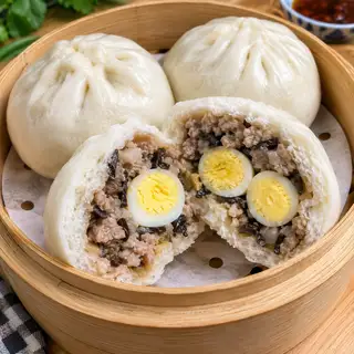 Hình ảnh Bánh bao thịt 2 trứng