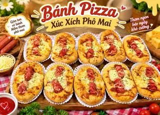 Hình ảnh Pizza xúc xích phô mai