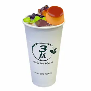 Hình ảnh Đặc Biệt 1: Trà Sữa Ba Lá Full Topping Thêm Flan Hoặc Chân Mèo