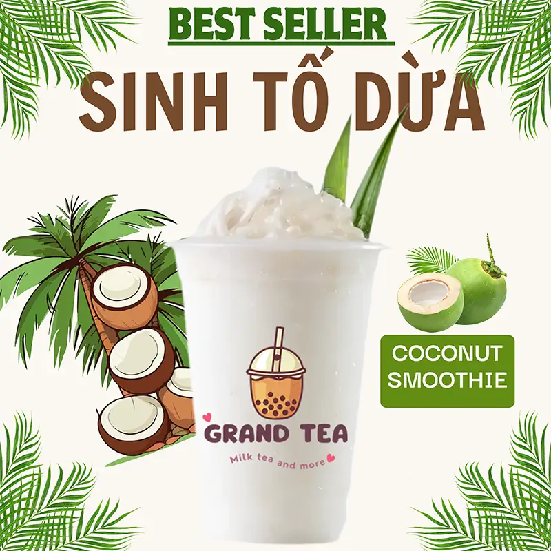 Sinh Tố Dừa/Coconut Smoothie - 39.000 ₫ tại Grand Tea - Trà Sữa & Nước Dừa Sinh Tố Đá Xay - Bình Lợi