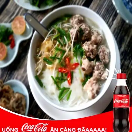 Hình ảnh Bún Thịt Mọc Dọc Mùng - Coca