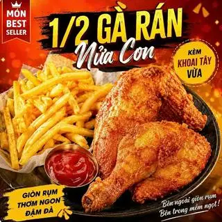 1/2 Gà Rán Nguyên Con + Tặng Kèm Khoai Tây - 189.000 ₫ tại GÀ RÁN MEME BÙI VIỆN - Trần Hưng Đạo