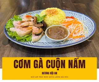 Hình ảnh Cơm gà cuộn sốt nấm