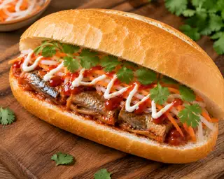 Bánh mì cá hộp - 30.000 ₫ tại BÁNH MÌ XIÊN NƯỚNG - COMBO CHIÊN NƯỚNG - Phạm Ngũ Lão