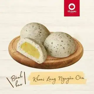 Hình ảnh Bánh bao khoai lang vỏ bánh nguyên cám và vừng đen