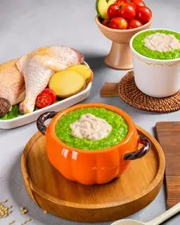 Hình ảnh Cháo gà hầm nấm, hạt sen