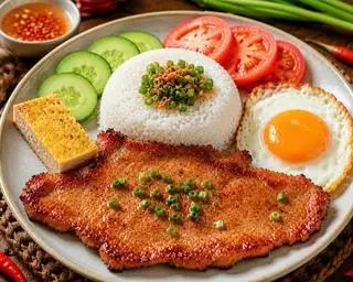 Hình ảnh cơm sườn trứng chả