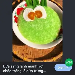 Hình ảnh cháo lá dứa+trứng muối
