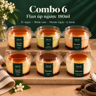 Hình ảnh Combo 6 hũ flan úp ngược 180ml vị bá tước - lài - tiramisu