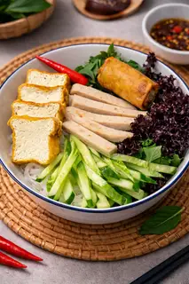 Combo bún nước tương chay fulltoping - 1 ly trà tắc - 60.000 ₫ tại Lala food - Cơm Gà & Bún Chay - Đường 11