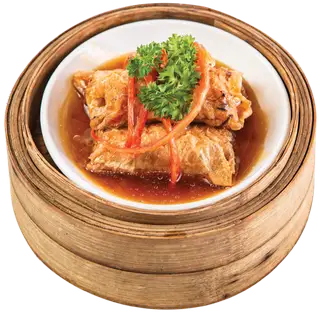 Hình ảnh Tàu hũ ky cuộn tâm thịt sốt dầu hào