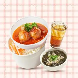 Combo Cơm Xíu Mại Xốt Cà, Canh Rong Biển, Nước Sâm Hạt Chia - 135.000 ₫ tại Sanji Bento - Cơm Gà & Cơm Ba Rọi Chiên - Nguyễn Thị Diệu 