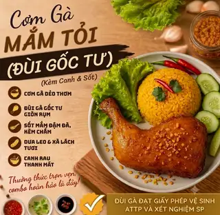 Cơm Gà Mắm Tỏi Đùi Gốc Tư (Kèm Canh & Sốt) - 85.000 ₫ tại Anna Food - Mì Trộn, Chân Gà Sốt Thái & Cá Viên Chiên - Vân Côi