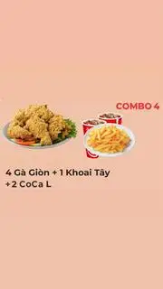 Hình ảnh COMBO 4 (4 gà giòn - 1 khoai tây lắc - 2 coca)