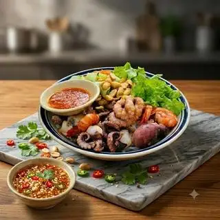 Hình ảnh Combo VIP Miền Tây: Bún Bò Xào Tôm sú+ Trà Đường