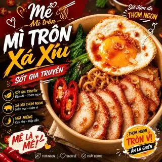 Mì trộn xá xíu trứng sốt truyền thống đậm vị - 51.800 ₫ tại Mê - Mì Trộn Thập Cẩm Quốc Dân - Trương Quyền