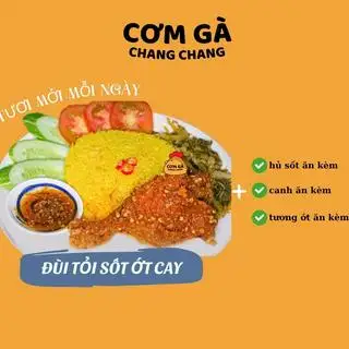 Hình ảnh Cơm gà xối mỡ xốt sả ớt (size nhỏ) + canh