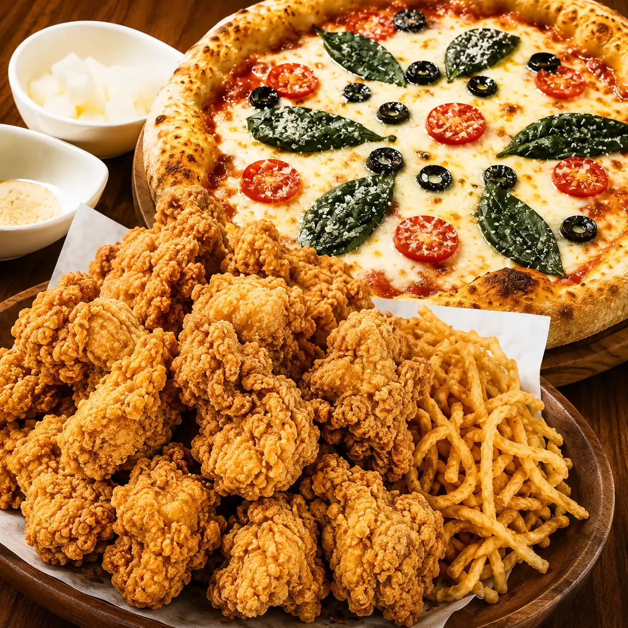 Hình ảnh Gà không xương - pizza sốt cà chua